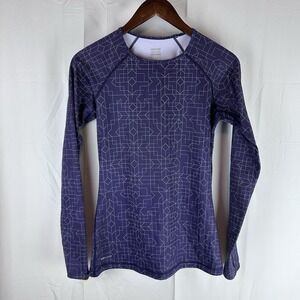 NIKE Pro Dri-Fit Hypwerwarm Crew II Geometric‎ Print Purple Womens Size Medium